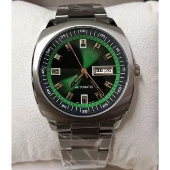 1 Мъжки часовник Seiko SNKM97 с аналогов зелен циферблат, автоматични сребрист часовник от неръждаема стомана