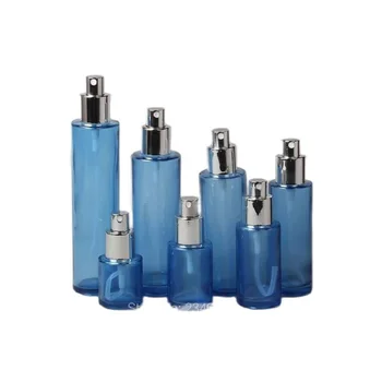 10 бр./лот, отлични контейнери за козметичен крем Arcylic, празна бутилка за лосион от синьо стъкло, флакон за пръскане на течност, флакон за опаковане на тонер