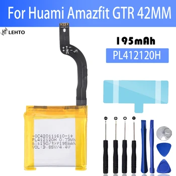 100% Оригинална батерия за Huami Amazfit GTR 42 мм 195 ма PL412120H Подмяна на батерията