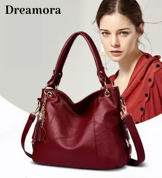 2023 Нова дамска чанта-месинджър от изкуствена кожа с горната дръжка, чанта през рамо, женствена чанта за офис работа за момичета с декорация на кичури