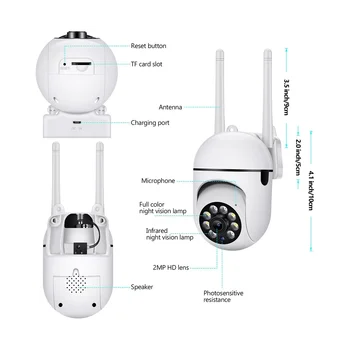 3-мегапикселова камера, безжична WiFi камера за наблюдение пълноцветен камера за нощно виждане 1080P HD домашна интелигентна камера за сигурност Plug EU