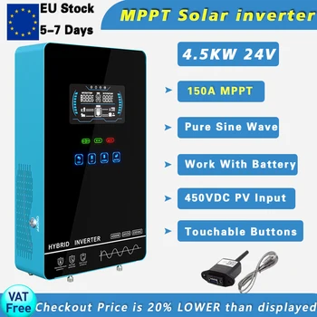 4,5 кВт Хибриден слънчев инвертор с мощност от 24 до 230 В, чиста синусоидальная вълна, вграден слънчево зарядно 150A MPPT, Макс.Фотоелектричния вход 450, възстановяване на настройки с