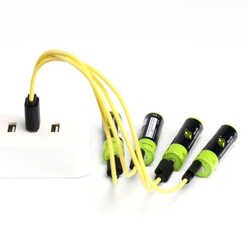4 бр. акумулаторна батерия ZNTER 1,5 AA 1700 mah USB литиево-полимерна батерия + 1 бр. кабел Micro USB