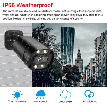 4K 16CH Система за видеонаблюдение POE NVR Комплект Цвят Куршум за Нощно Виждане AI Откриване на движение H. 265 Видеонаблюдение IP Камера за Сигурност на P2P