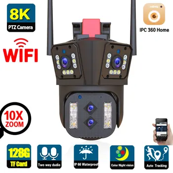 4K 16MP 10-кратно увеличение двухобъективная Wifi PTZ IP камера за сигурност Външна автоматична отслеживающая безжична камера за наблюдение цветно нощно виждане 8MP