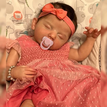 50 см Кукла-реборны спи новороденото, наистина выглядящая кукла-бебе, вече е завършен раскрашенная кукла за момичета, 3D кожата, видимите вени