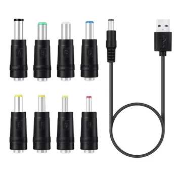 8 In1 5 В USB към DC 5,5X2,1mm с 3.5 Мм 4,0 Мм 4,8 mm 6,4 Mm 5,5X2,5 mm, 6,3 Mm Штекерный кабел за зареждане на Кабела За Вентилатора, Динамика, Рутер, Led Лампи
