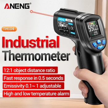 ANENG TH104 Инфрачервен Лазерен Термометър Измерване на Температура от -50 ~ 550 ℃ Безконтактен Пистолет за Измерване на Температура с Обратен екран на дисплея VA