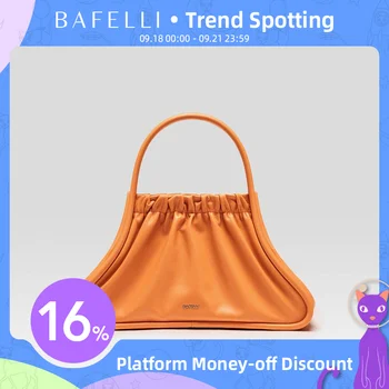 BAFELLI 2023 НОВА дамска чанта с рюшами, trend чантата за пазаруване от естествена кожа, луксозни маркови дизайнерски чанти през рамо