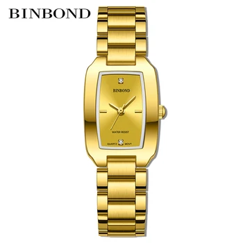 BINBOND 2023 Нови Златни Часовници Дамски Часовници Дамски Творчески Стоманени Дамски Часовник-Гривна Дамски Водоустойчив Часовник Relogio Feminino