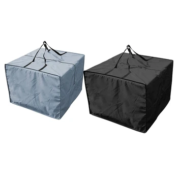BMDT-2Pcs градинска мебел, възглавници за столове, чанта за съхранение, водоустойчиви калъфи за градински набиране, чанта за носене, кв. сив + черен 81x81x61 см