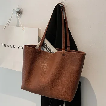 CGCBAG Голямата Голям Дамска Чанта-Тоут, Модни Дамски Луксозни Чанти, Висококачествена Мека Кожена Чанта На рамото, Просто Дизайнерска Чанта