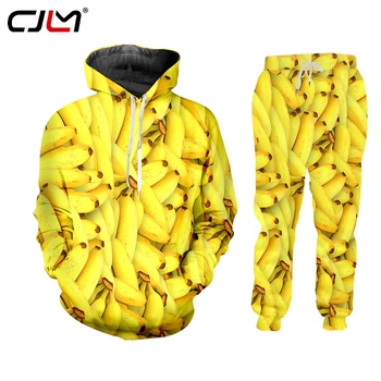 CJLM 3D мъжка риза с плодове и банани, костюм от 2 теми, риза с 3D принтом, жилетка с качулка, ризи, панталони, комплекти, летен стил, спортен Унисекс костюм по поръчка