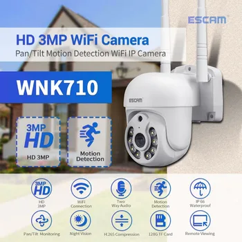 ESCAM WNK710 Откриване на движение Wi-Fi Интернет И 3-Мегапикселова Двупосочна Гласова Интелигентна камера за Нощно виждане H. 265 с двоен източник на светлина