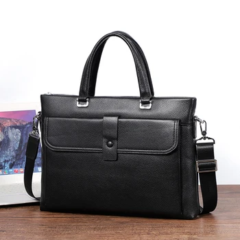 EUMOAN Нова мъжка кожена чанта преносима baotou layer от телешка кожа, мъжки портфейл от бизнес чанта за компютър с едно рамо чанта през рамо