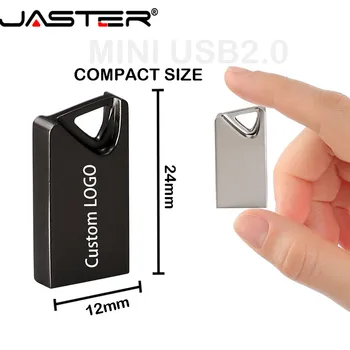 JASTER (безплатен логото на повече от 10 бр) Мини Метален Черен Сребрист с Брелком USB Флаш памет 4G 8G 16G 32GB 64GB 128GB Флаш памет USB 2.0