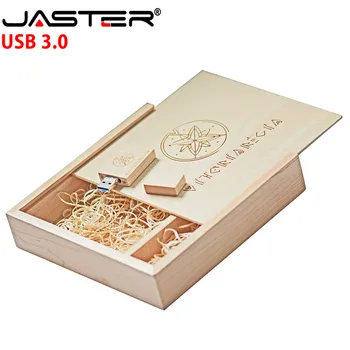 JASTER дървена фотоалбум USB 3.0 флаш памет pendrive 4 GB 32 GB 64 GB 128 GB U-диск подарък за вземане на картина 2 в 1 интерфейс безплатно лого
