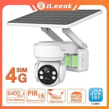 JLeeok 4K 8MP 4G СИМ-карта PTZ Слънчева камера, WIFI външна батерия с капацитет 6400 mah за Откриване на движение Цветна IP камера за нощно виждане iCam +