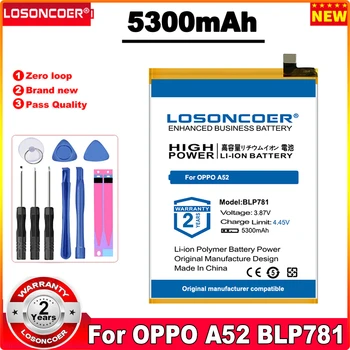 LOSONCOER 5300 mah батерия за мобилен телефон BLP781 за OPPO A52 A52