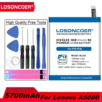 LOSONCOER 5700 mah BL234 Батерия за Lenovo A5000 Vibe P1M P1MA40 P70 P70t P70-T P70A P70-A Батерия