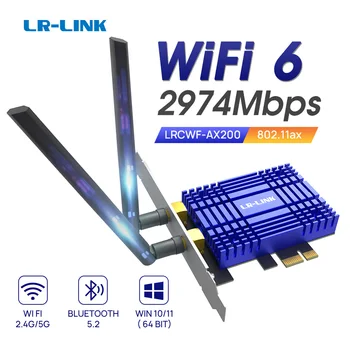 LR-LINK WiFi 6 PCIe WiFi Карта за настолни КОМПЮТРИ AX200 Bluetooth 5,2, 3000 Mbps WiFi 802.11 ax двойна лента Безжичен Адаптер с МУ-MIMO,