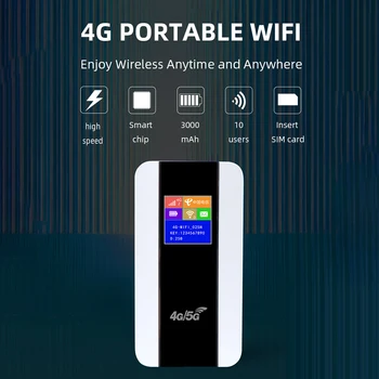 M10 4G мобилен Wi-Fi 150 Mbps мини-рутер 3000 mah LCD екран с led индикатор на 10 потребители със слот за карти за пътуване на открито