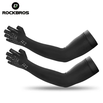 ROCKBROS 2 в 1, спортна ръкавица за ръце, дишаща еластичност, ръкави за джогинг, пешеходен туризъм, шофиране, топли ръкавици за защита на ръцете от слънцето