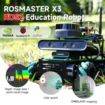 ROSMASTER X3 ROS2 Робот Mecanum Колело Рамка От Алуминиева Сплав, Автопилот, Лидарное Картографиране за в jetson NANO Orin NX Orin NANO RaspberryPi
