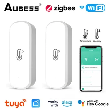 Sasha Умен Wi-Fi сензор за температура и влажност на ZigBee, влагомер за стая, интелигентен контрол на живот чрез Алекса Google Home