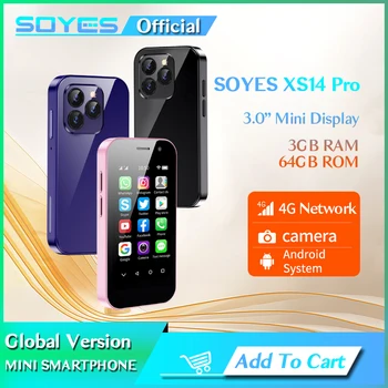 SOYES XS14 Супер Мини Мобилен Телефон 4G LTE 3 GB 64 GB Android 9,0 Quad-core 3.0-Инчов 2600 mah Face ID Type C OTG Малкият Смартфон