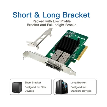 ST7327 X520-DA2 Мрежова карта 10 Gigabit Ethernet PCIe X8 С двоен Оптичен порт 82599ES 10G SFP + Сървър Оптична мрежова карта
