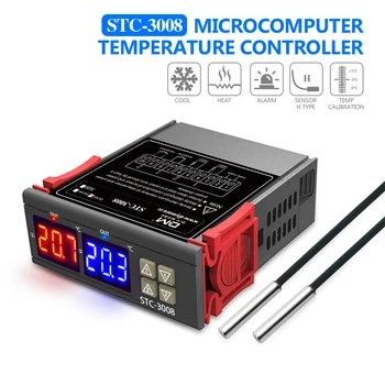 STC-3008 Двоен Дигитален Регулатор на Температурата на Два Релейни Изхода 12 В 24 В 220 В Терморегулятор Термостат С Нагревател Охладител STC3008