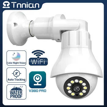 Tnnian 4MP E27, Лампа WIFI Камера за Видеонаблюдение Автоматично Следене на 360 Външна PTZ IP Камера ВИДЕОНАБЛЮДЕНИЕ 30M Камера за Нощно Виждане за Сигурност