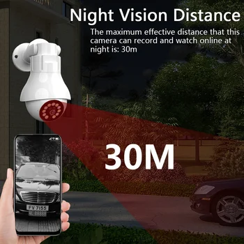 Tnnian 4MP E27, Лампа WIFI Камера за Видеонаблюдение Автоматично Следене на 360 Външна PTZ IP Камера ВИДЕОНАБЛЮДЕНИЕ 30M Камера за Нощно Виждане за Сигурност
