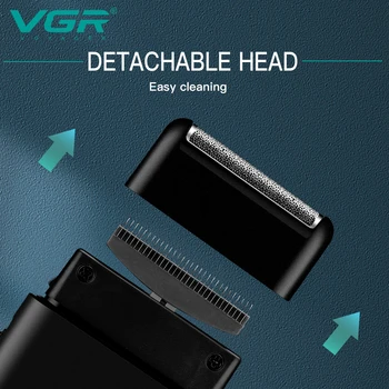 VGR Shaver Професионален тример за оформяне на брада, Акумулаторна самобръсначка, машина за подстригване на брада с възвратно-поступательным движение, мини-ножче за бръснене мъже V-390
