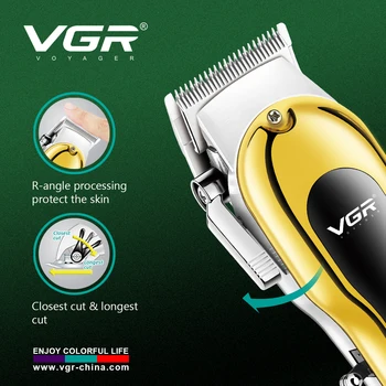 VGR Машина За Подстригване на Коса с Професионална Машина За Подстригване Безжична Машинка за подстригване За Коса Електрическа Машина За Подстригване на Коса Метална Машина за Подстригване на Коса за Мъже V-680