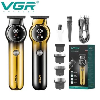 VGR Машина за подстригване Професионален тример за коса с турбокомпресор, фризьорски салон, машина за подстригване на коса, USB зареждане, електрически машинки за подстригване на коса за мъже V-989