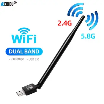 WiFi USB 2.0 Bluetooth Адаптер 600 Mbps с двойна лента 2,4 Ghz/5 Ghz Wifi Usb За Настолни КОМПЮТРИ Лаптоп Мрежова Карта Безжичен Приемник