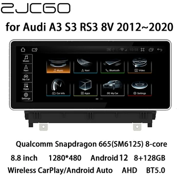 ZJCGO Автомобилен Мултимедиен Плейър Стерео GPS Радио Навигация 8,8 Инча Android 12 Екрана на MMI MIB, 2G, 3G за Audi A3 S3 RS3 8V 2012 ~ 2020