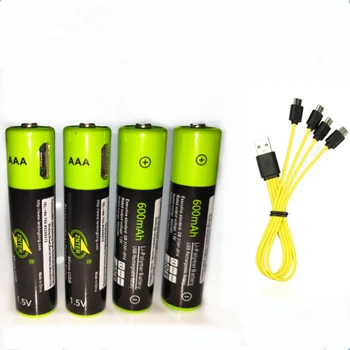 Акумулаторна батерия ZNTER AAA от 1,5 ААА 600 mah, USB, литиево-полимерна акумулаторна батерия с кабел Micro USB