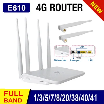 Антена с интерфейс, Plug EU SMA 300 Mbit/s, мрежови безжичен рутер Sim-карти, точка за достъп 4G WiFi, Rj45 порт за офис компютри E610