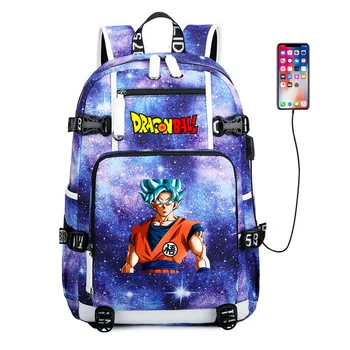 Бандай Аниме Dragon Ball USB зареждане на училищна чанта Dragon Ball раница супер серия Детска раница за училище раница за момчета и момичета