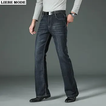 Бизнес мъжки класически разкроена дънки, умни ежедневни директни дънкови панталони, мъжки широки и дълги панталони, корейската мода реколта дрехи