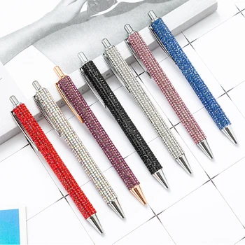 Висококачествена прибиращ химикалка химикалка с кристали, многоцветни химикалки за бизнес подпис, черно мастило, на ученически канцеларски материали
