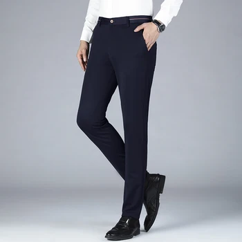 Висококачествени нови модни мъжки бизнес ежедневни панталони, обикновена, дебнещ улични панталон с еластична талия