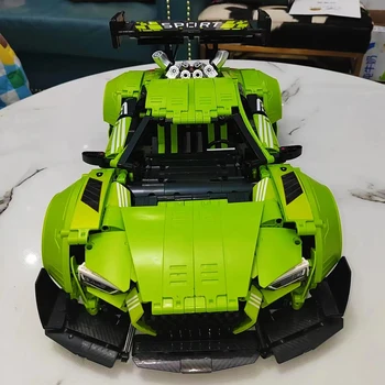 Високотехнологична спортна кола Green Beast, приложение за дистанционно управление, градивни елементи, техническо състезателна кола, тухли, модел играчки за детски подарък