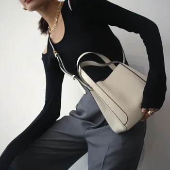 Дамска Чанта-Кофа от Телешка кожа, Тенденция 2022, Висококачествени Чанти през рамо от Естествена Кожа, Чанти през рамо, Bolsos Marca Mujer Lujo