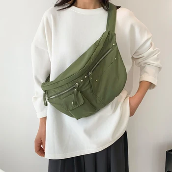 Дамски чанта през рамо с голям капацитет, поясная чанта-банан, военна зелена найлонова нагрудная чанта, дамски ежедневни пътна чанта, дамска чанта, портфейл