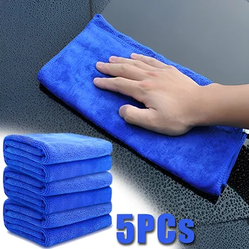 Дебели сини кърпи от микрофибър за автомивка, суперпоглощающая кърпа за почистване на части от колата, сушащее кърпа от микрофибър за автосервиз