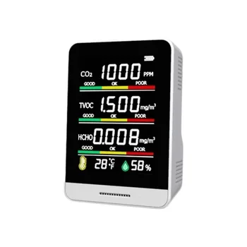 Дисплей началната температура, влажност, монитор съдържание на формалдехид, HCHO CO2, мултифункционален 5 в 1 зададено измерване на CO2, детектор на качеството на въздуха